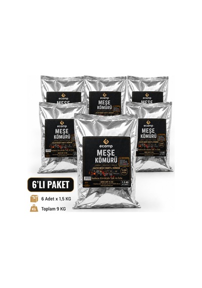 Ecamp 100% Doğal Tek Kibritle Tutuşan Meşe Kömürü 1.5 Kg X 6 Adet Çoklu Paket