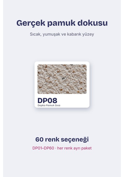 Depka Pamuk Sıva Dp08 2 Kg 7-8 M² İpek Sıva Alternatifi Isı Ve Ses Yalıtımlı Dekoratif Sıva
