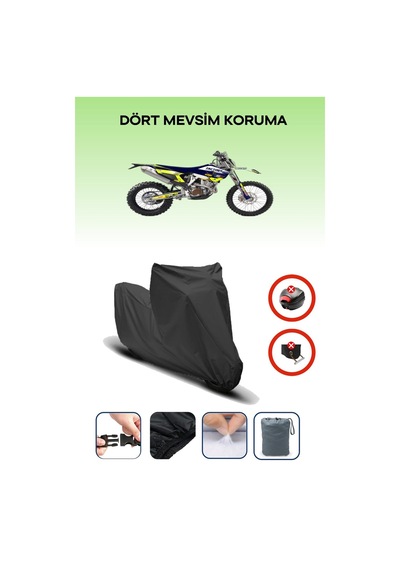 Siyah Arka Çanta Kilit Uyumsuz Husqvarna Fe 250 Uyumlu Motosiklet Brandası, 4mevsim