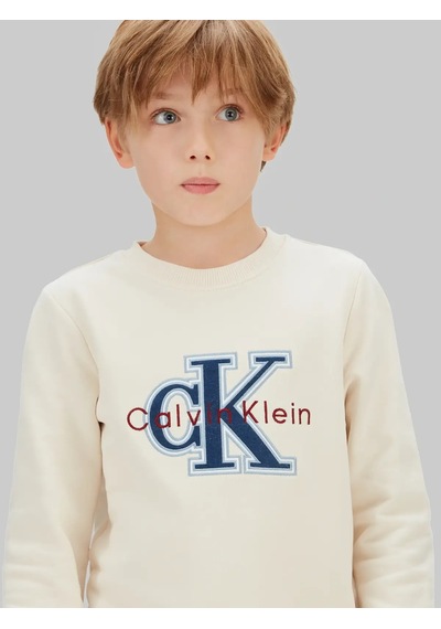 Calvin Klein Festıve Mono Sweatsh Krem Erkek Çocuk Sweatshirt