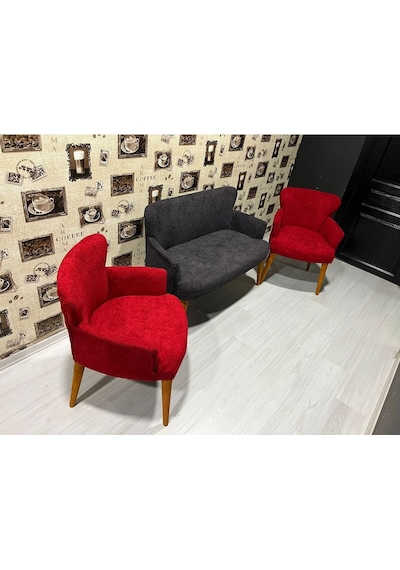 Venqm Bukle Çay Seti Koltuk Takımı Balkon Ofis Mutfak Antrasit Kırmızı Venqm Bukle Çay Seti Koltuk Takımı Balkon Ofis Mutfak Antrasit Kırmızı