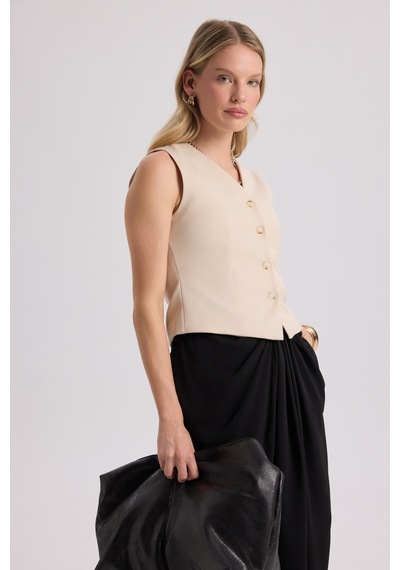 Mai Collection Mai Studios Co. Rianto Açık Bej Kısa Yelek Açık Bej