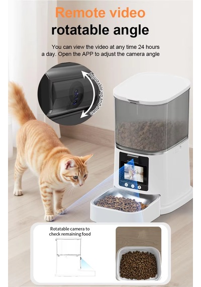 Daphnela Pet Kameralı Akıllı Otomatik Mama Kabı 5 Litrelik Video Özellikli Beyaz