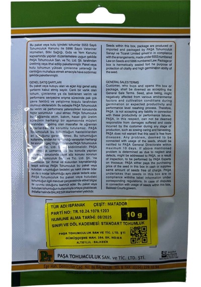 Paşa Ispanak Tohumu 10 Gr
