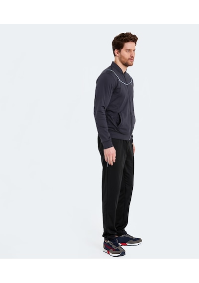 Slazenger ROOSEVELT IN Erkek Cepli Fermuarlı Koyu Gri Eşofman Takımı Slazenger ROOSEVELT IN Erkek Cepli Fermuarlı Koyu Gri Eşofman Takımı