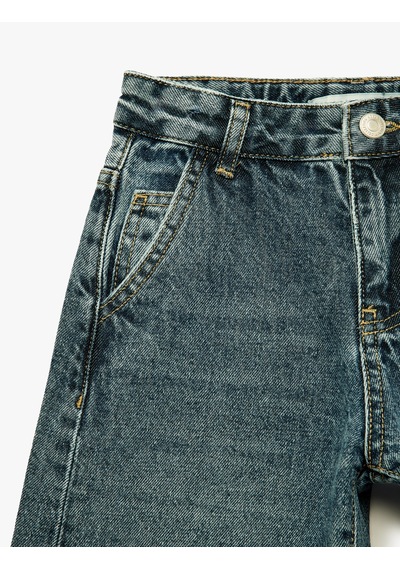 Koton Pamuklu Oversize Cepli Denim Balon Pantolon Lacivert 6skb40050td