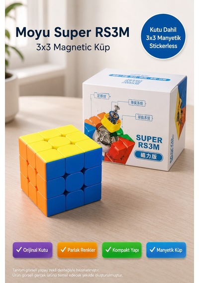 Manyetik 3x3 Zeka Küpü Moyu Super Rs3m Stickerless Speed Cube Hız Küpü Akıcı Dönüş Mf8829 5,6 Cm