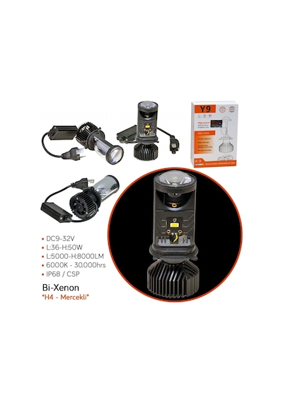 Carub Y9 H4 Bi-xenon Mercekli Ampul Süper Beyaz 36-50w/5000-8000lm/6000k Br0410318