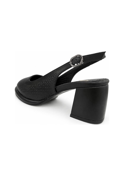 Papucumun Dünyası Kadın Slingback Kalın Topuklu Ayakkabı Siyah