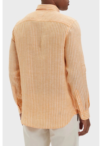Tommy Hilfiger Çizgili Keten Regular Fit Uzun Kollu Gömlek Erkek Gömlek Mw0mw42400 0dm Orange-beyaz
