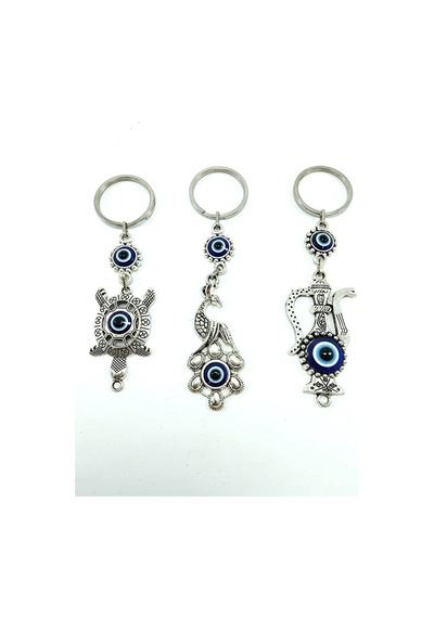 Nazar Boncuğu Metal Tavus Kuşu+ Kaplumbağa+ Testi Anahtarlık/diki