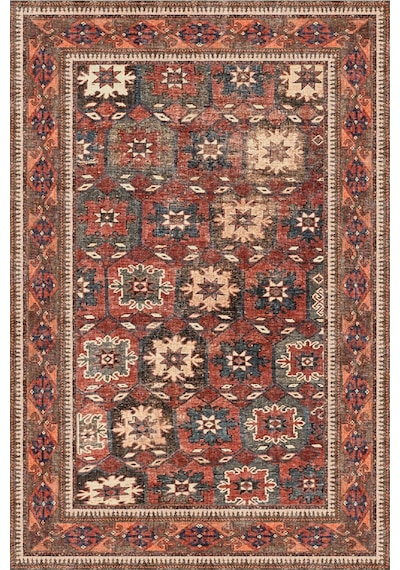 Norm Halı Allure 50-540 Kiremit Eskitme Halı Etnik Otantik Dokuma Şönil Yıkanabilir Salon Halısı Kiremit