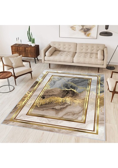 Eliana Home Baskılı, Yıkanabilir Kaymaz Taban Salon Halısı Eli0307-hy1180 Kahverengi