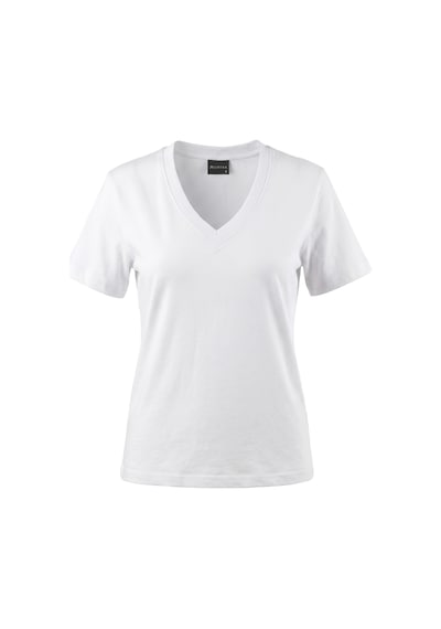 Goffra Kadın Vision V Yaka Premium Kalite Yoğun Dokulu Pamuklu T-shirt Beyaz W102-r0220-01