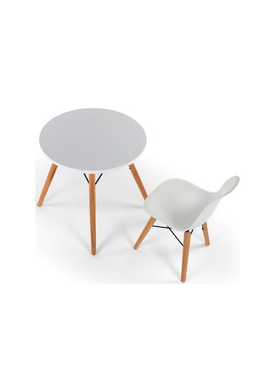 Seduna Eames Child Sandalye 2 Adet | Natural Ahşap Ayaklı-Beyaz