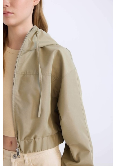 DeFacto Su Geçirmez Kapüşonlu Fermuarlı Mont D5776AX25SPKH473 Haki
