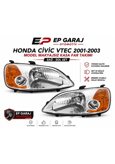 Honda Civic Vtec 2001-2003 Makyajsız Kasa Far Takımı Sağ + Sol Tayvan Ürünü