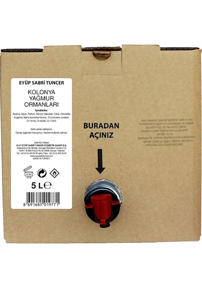Eyüp Sabri Tuncer 68 Derece Yağmur Ormanları Kolonyası Bag In Box 5 L