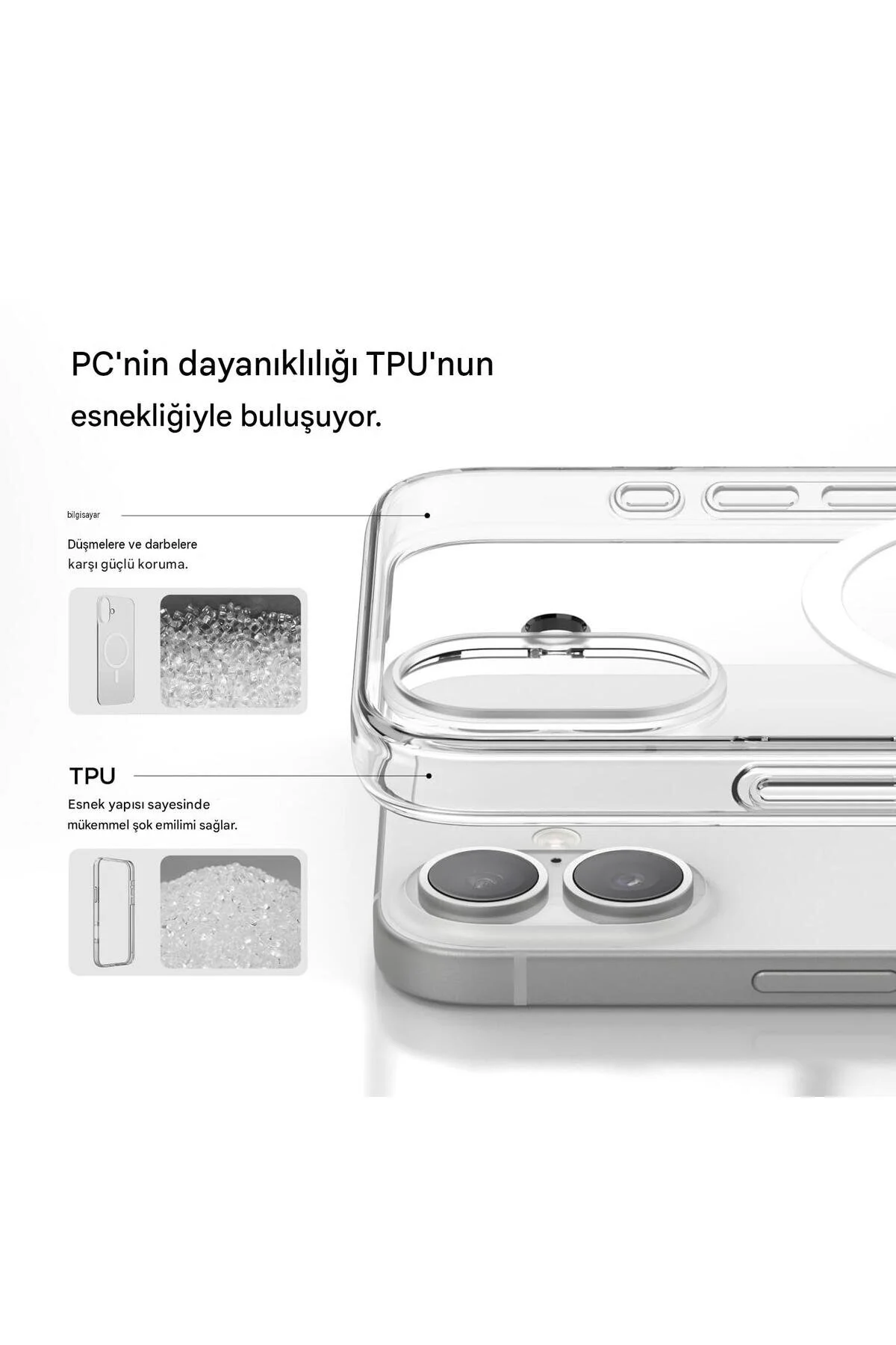 İphone 16 Plus Şeffaf Mika Kılıf Magsafe Uyumlu Sararmayan İnce Koruyucu Telefon Kılıfı Seffaf