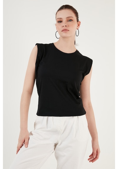 Lela Pamuklu Bisiklet Yaka Kolsuz Bayan T Shirt 5864019 Siyah Lela Pamuklu Bisiklet Yaka Kolsuz Bayan T Shirt 5864019 Siyah