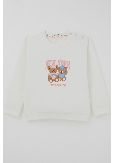 Breeze Kız Çocuk Sweatshirt Dost Ayıcıklar Baskılı 1.5-5 Yaş , Ekru
