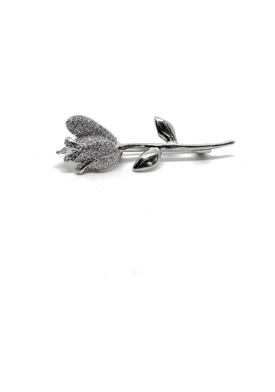 Oya Silver Gümüş Çiçek Bahçesi Koleksiyonu- Gümüş Çiçek Broş Brs01000 Beyaz