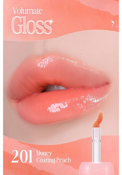 Pigmentli, Parlak Bitişli Dolgunlaştırıcı Lip Gloss Volumate Gloss 201 Honey Coating Peach Çok Renkli