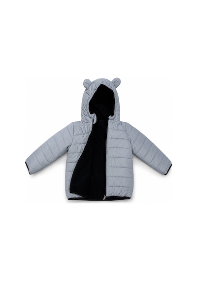 Mnk Baby & Kids Erkek Çocuk Kapüşonlu İçi Polarlı Fermuarlı Şişme Mont M00858 Açık Gri