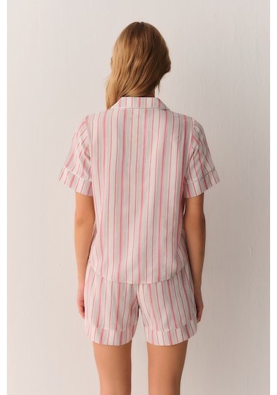 Suwen Loren Gömlek Yaka Pijama Takımı Sh26543667b919 Pembe