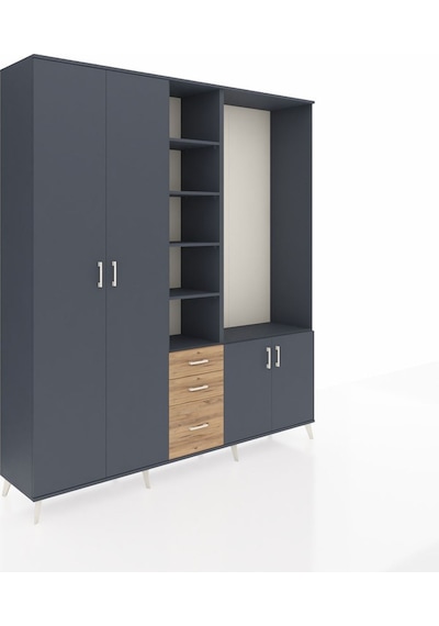 Hyperion Dolap 13 Raflı 3 Çekmeceli 4 Kapaklı 220x44x243 Antrasit-antrasit/çam Çok Renkli Hyperion Dolap 13 Raflı 3 Çekmeceli 4 Kapaklı 220x44x243 Antrasit-antrasit/çam Çok Renkli
