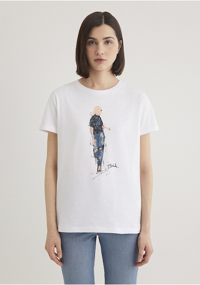 Mavi - Denim Baskılı Beyaz Istanbul Tişört 1610222-620 Beyaz