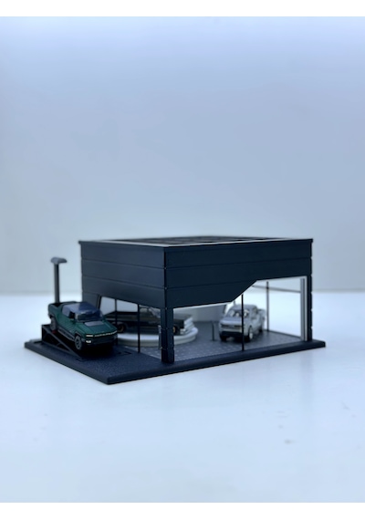 1/64 Ölçekli Siyah Renk Showroom Tasarımlı Diorama Araç Sergileme Garajı 3d Baskı