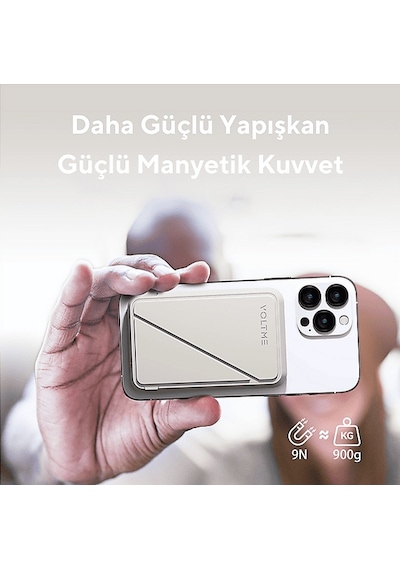 Voltme Magpak 5000mah Magsafe Kablosuz 22.5w Taşınabilir Şarj Cihazı Bej Bej