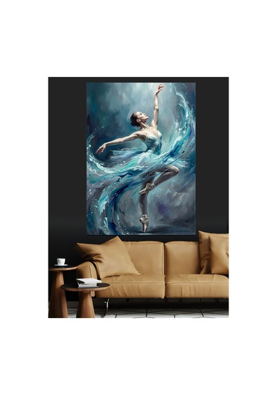 Su İçinde Dans Eden Balerin Yağlı Boya Dokulu Kanvas Tablo Canvas Tablosu