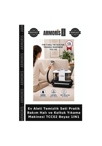 Ev Aleti Temizlik Seti Pratik Bakım Halı Ve Koltuk Yıkama Makinesi Tcc02 Beyaz 1ın1