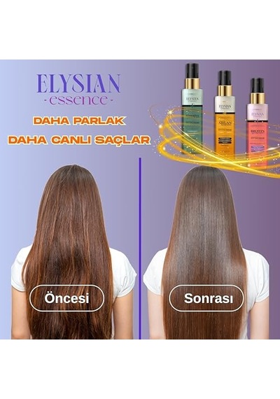 Organik Argan &amp Keratin Sıvı Saç Kremi 3'lü Set Durulanmayan, Dökülme Karşıtı, Onarıcı Ve Dolgunlaşt