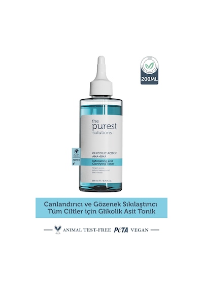 The Purest Solutions Canlandırıcı Ve Gözenek Sıkılaştırıcı Tüm Ciltler Için Glikolik Asit Tonik 200 Ml