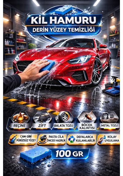 Oto Yüzey Temizleme Kil Hamuru Clay Bar Reçine Zift Balata Tozu Temizleyici