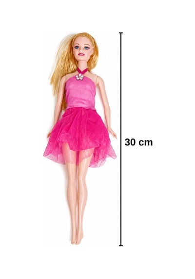 Anlily Moda İkonu Oyuncak Bebek Ve Aksesuarları 30 Cm Pembe Elbiseli Set