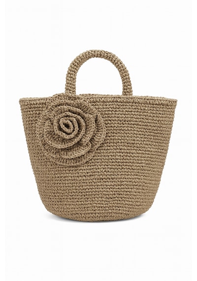 Buva Rosy Mini City Bag- Kağıt İp El Çantası Kahve - Kum - Taba