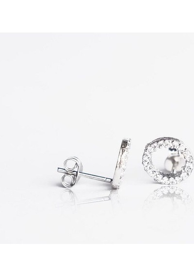 Zanaatsilver 925 Ayar Gümüş Zirkon Taşlı Çember Küpe Zs0034kp Gümüş Renk 9 Mm Gümüş