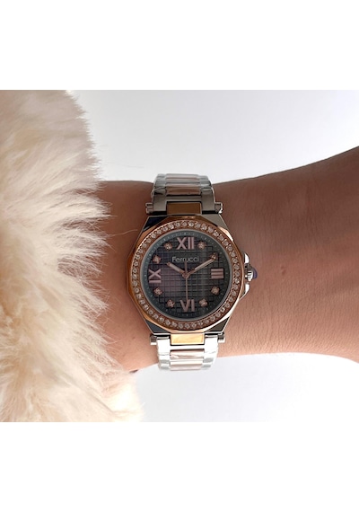 Ferrucci Fr55129 Zirkon Taşlı Şık Çelik Kordon Ve Kasa Kadın Kol Saati Gümüş - Rose Gold