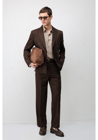 Antioch Kruvaze Relaxed Fit Erkek Blazer Ceket Koyu Kahve