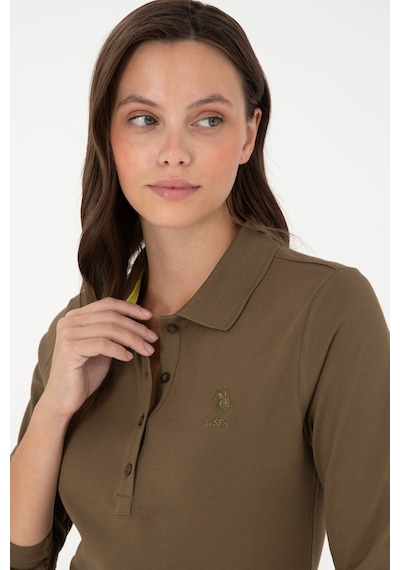 U.S. Polo Assn. Kadın Haki Basic Polo Yaka Sweatshirt 50289541-VR027