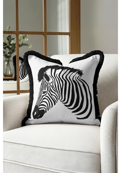 Zebra Figürlü Saçaklı Yastık Kılıfı - Monokrom Safari Modern Siyah Kenarlı Püsküllü Kırlent Kılıfı Mat Kumlu Zeytin Zebra Figürlü Saçaklı Yastık Kılıfı - Monokrom Safari Modern Siyah Kenarlı Püsküllü Kırlent Kılıfı Mat Kumlu Zeytin
