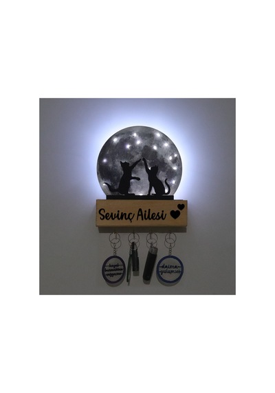 Led Işıklı Pleksi Dolunay Kişiselleştirilebilir Dekoratif Biblo Harvey Kediler Anahtar Askılığı Gri - 737322722 Gri