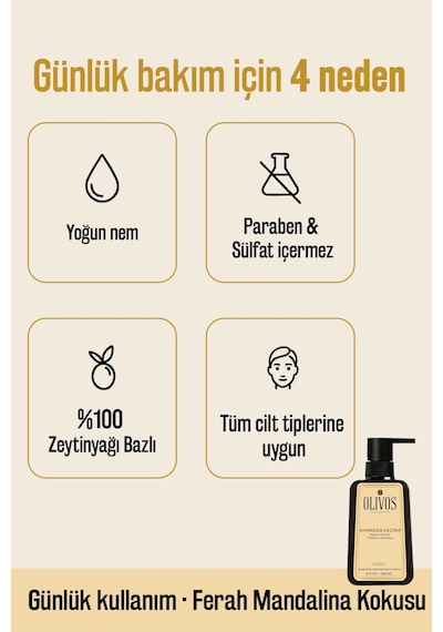 Ambrosia 2 Li Set %100 Doğal Zeytinyağlı Mandalina Kokulu Duş Jeli Ve El Sabunu, 1250 Ml