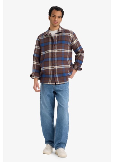 Defacto Regular Fit Flanel Uzun Kollu Gömlek G4322ax25wnbn337 Kahve-bn337