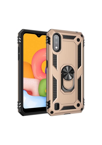 Samsung Uyumlu Galaxy A01 Kılıf Yüzüklü Zırh Tank Vega