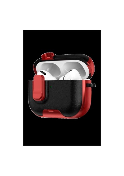 Apple Uyumlu Airpods Pro 3 3.nesil Rova Deri Kılıf - Kırmızı Düz Renkli